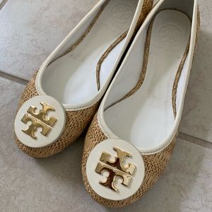 Tory Burch Raffia Straw Reva Ballet Flats